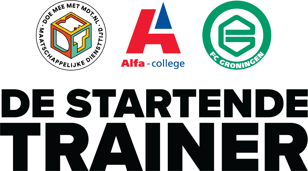 Logo MDT Startende trainer, Alfa-college en FC Groningen